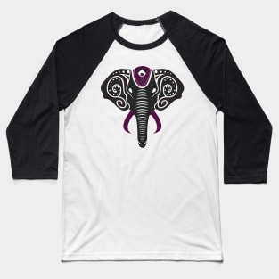 Geometric Mandala Elephant Purple Henna Design Baseball T-Shirt